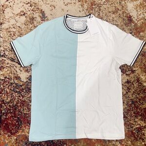 Denim & Flower Light Blue and White Color Block Tee